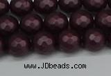 CSB1881 15.5 inches 6mm faceted round matte shell pearl beads