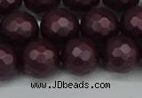 CSB1884 15.5 inches 12mm faceted round matte shell pearl beads