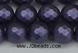 CSB1895 15.5 inches 14mm faceted round matte shell pearl beads