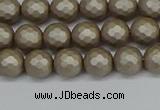 CSB1901 15.5 inches 6mm faceted round matte shell pearl beads