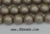 CSB1902 15.5 inches 8mm faceted round matte shell pearl beads