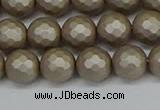 CSB1903 15.5 inches 10mm faceted round matte shell pearl beads