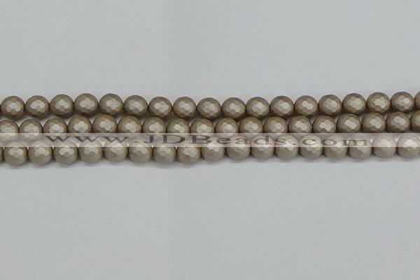 CSB1903 15.5 inches 10mm faceted round matte shell pearl beads