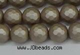 CSB1904 15.5 inches 12mm faceted round matte shell pearl beads