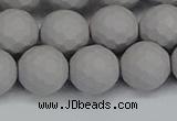 CSB1945 15.5 inches 14mm faceted round matte shell pearl beads