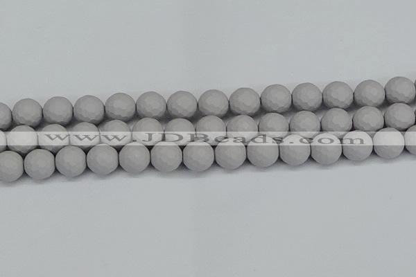 CSB1945 15.5 inches 14mm faceted round matte shell pearl beads