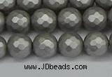 CSB1953 15.5 inches 10mm faceted round matte shell pearl beads