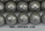 CSB1955 15.5 inches 14mm faceted round matte shell pearl beads