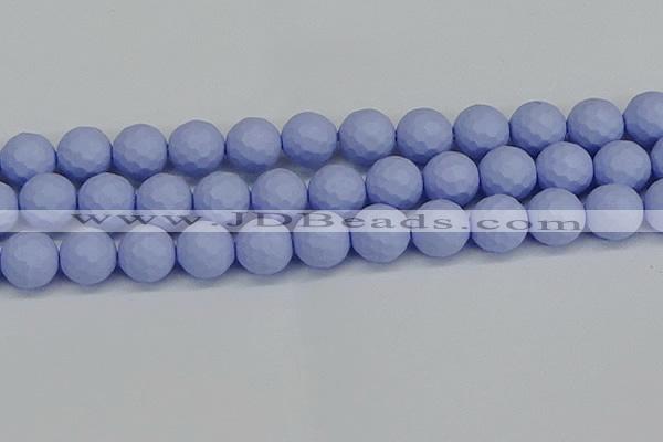 CSB1965 15.5 inches 14mm faceted round matte shell pearl beads