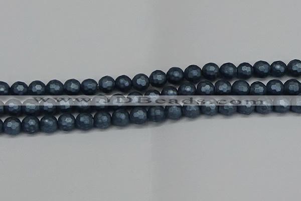 CSB1973 15.5 inches 10mm faceted round matte shell pearl beads