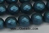 CSB1983 15.5 inches 10mm faceted round matte shell pearl beads