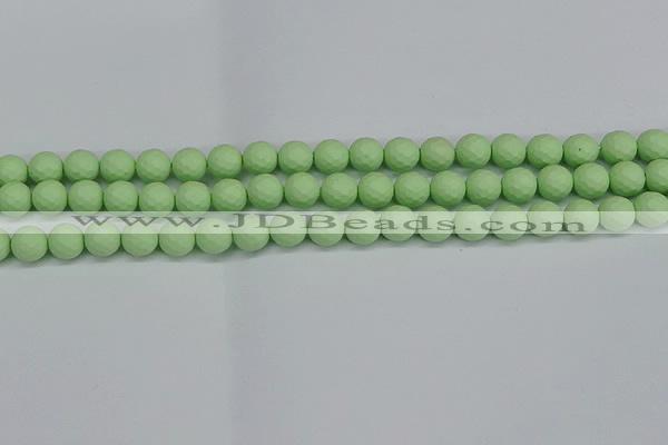 CSB1991 15.5 inches 6mm faceted round matte shell pearl beads