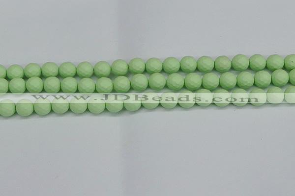 CSB1992 15.5 inches 8mm faceted round matte shell pearl beads