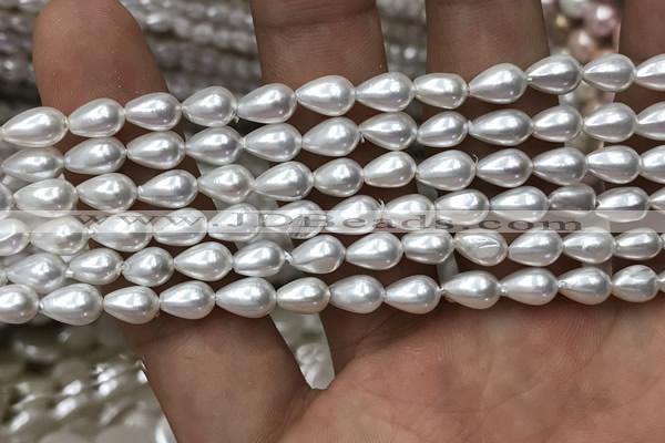 CSB2124 15.5 inches 5*8mm teardrop shell pearl beads wholesale