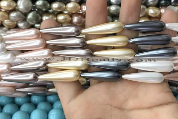 CSB2150 15.5 inches 8*30mm teardrop mixed shell pearl beads