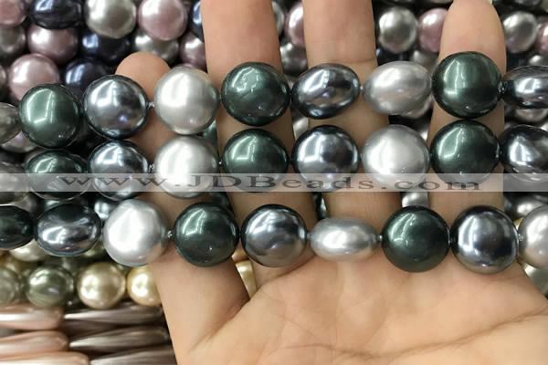 CSB2154 15.5 inches 16mm flat round mixed shell pearl beads