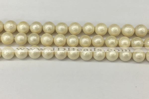 CSB2213 15.5 inches 10mm round wrinkled shell pearl beads wholesale