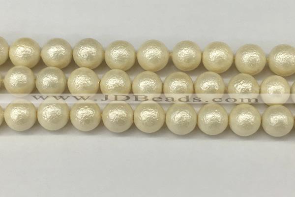 CSB2215 15.5 inches 14mm round wrinkled shell pearl beads wholesale