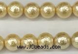 CSB2220 15.5 inches 4mm round wrinkled shell pearl beads wholesale