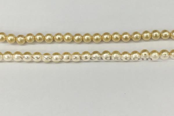 CSB2220 15.5 inches 4mm round wrinkled shell pearl beads wholesale