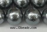 CSB2295 15.5 inches 14mm round wrinkled shell pearl beads wholesale