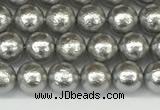 CSB2300 15.5 inches 4mm round wrinkled shell pearl beads wholesale