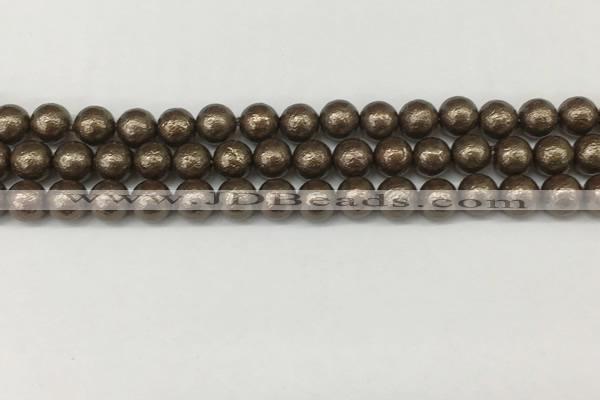 CSB2311 15.5 inches 6mm round wrinkled shell pearl beads wholesale