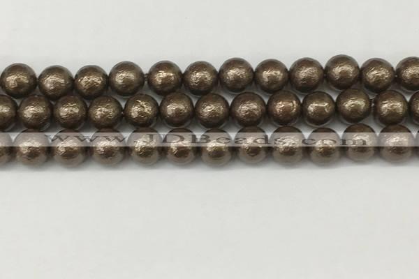 CSB2313 15.5 inches 10mm round wrinkled shell pearl beads wholesale