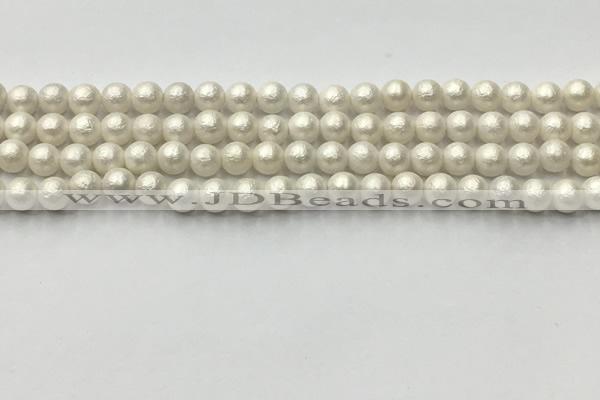 CSB2360 15.5 inches 4mm round matte wrinkled shell pearl beads