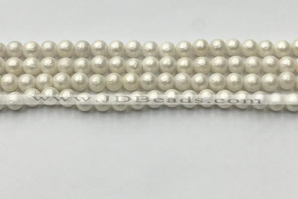 CSB2361 15.5 inches 6mm round matte wrinkled shell pearl beads