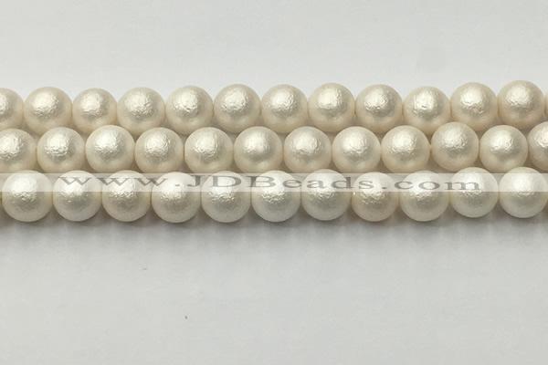 CSB2363 15.5 inches 10mm round matte wrinkled shell pearl beads