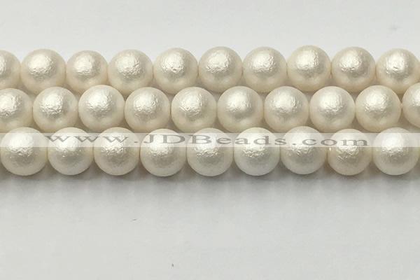 CSB2366 15.5 inches 16mm round matte wrinkled shell pearl beads