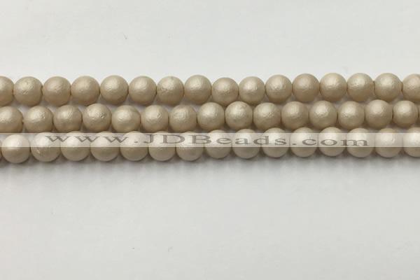 CSB2371 15.5 inches 6mm round matte wrinkled shell pearl beads