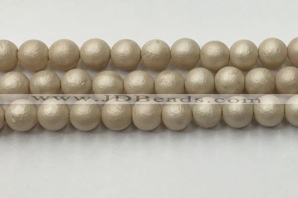 CSB2375 15.5 inches 14mm round matte wrinkled shell pearl beads