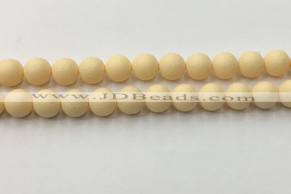 CSB2384 15.5 inches 12mm round matte wrinkled shell pearl beads