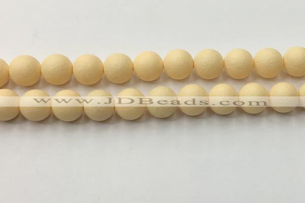 CSB2385 15.5 inches 14mm round matte wrinkled shell pearl beads