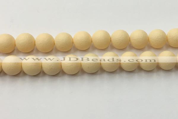 CSB2386 15.5 inches 16mm round matte wrinkled shell pearl beads