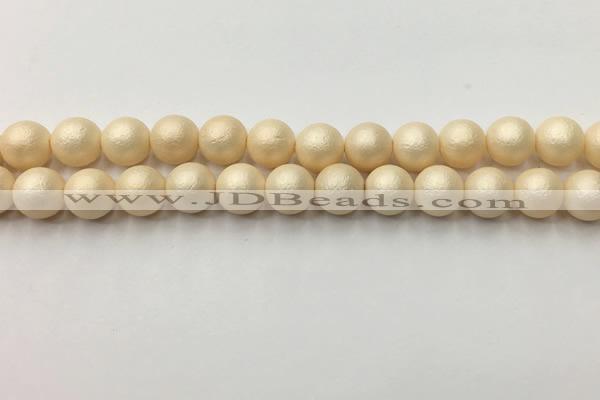 CSB2393 15.5 inches 10mm round matte wrinkled shell pearl beads