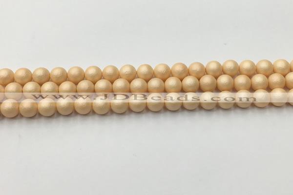 CSB2400 15.5 inches 4mm round matte wrinkled shell pearl beads