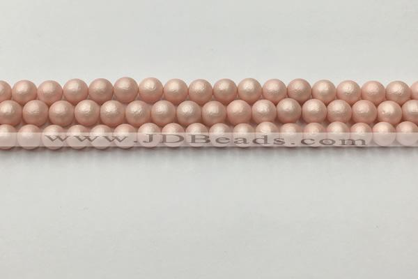 CSB2410 15.5 inches 4mm round matte wrinkled shell pearl beads