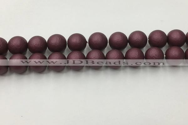 CSB2456 15.5 inches 16mm round matte wrinkled shell pearl beads