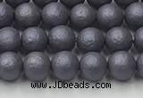 CSB2480 15.5 inches 4mm round matte wrinkled shell pearl beads