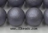 CSB2485 15.5 inches 14mm round matte wrinkled shell pearl beads