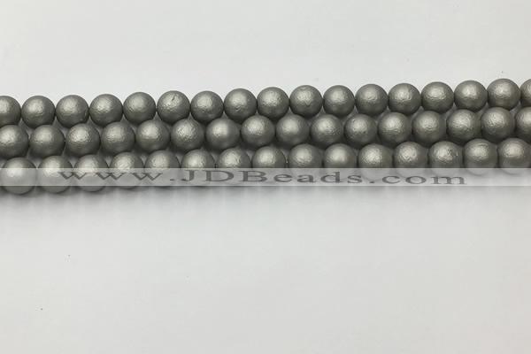 CSB2491 15.5 inches 6mm round matte wrinkled shell pearl beads