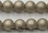 CSB2500 15.5 inches 4mm round matte wrinkled shell pearl beads