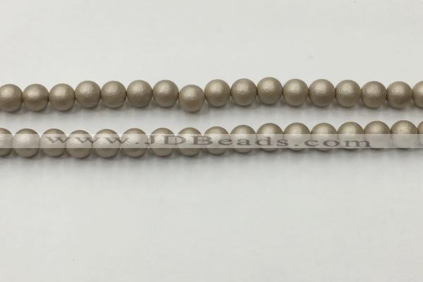 CSB2500 15.5 inches 4mm round matte wrinkled shell pearl beads