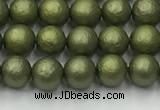 CSB2520 15.5 inches 4mm round matte wrinkled shell pearl beads