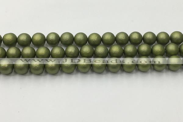 CSB2523 15.5 inches 10mm round matte wrinkled shell pearl beads