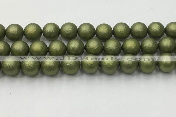 CSB2526 15.5 inches 16mm round matte wrinkled shell pearl beads