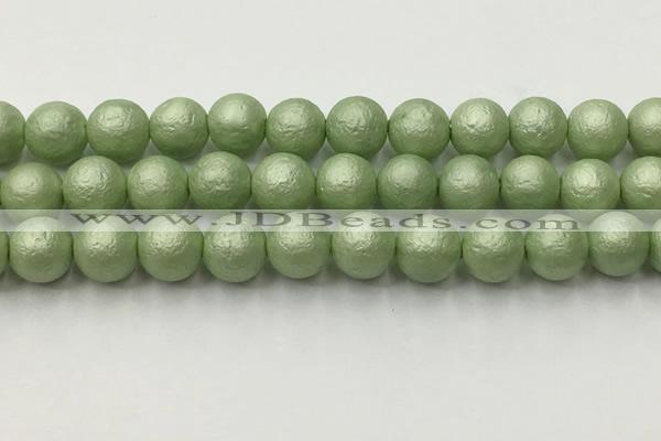 CSB2535 15.5 inches 14mm round matte wrinkled shell pearl beads